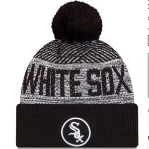 White Sox Black and Gray Pom Beanie